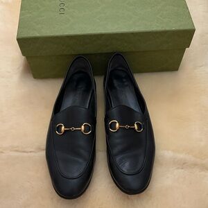 Gucci Black Leather Horsebit Slip-On Loafers